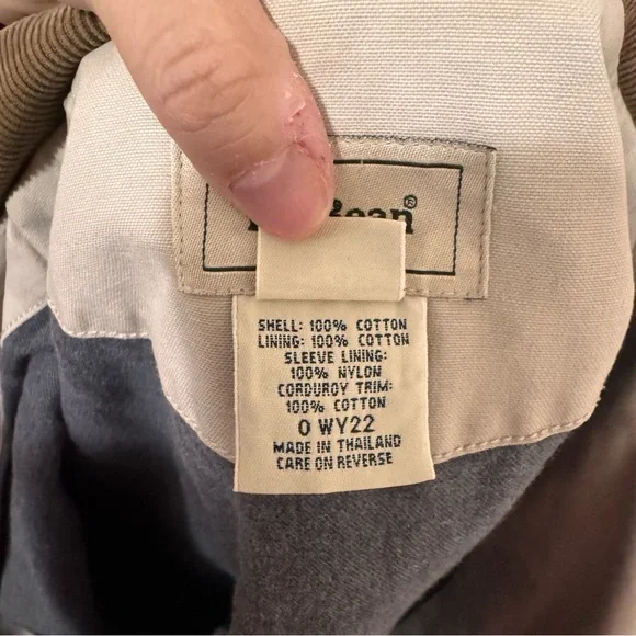 L.L. Bean beige barn jacket brown corduroy collar button fore chore coat women S - Picture 11 of 11